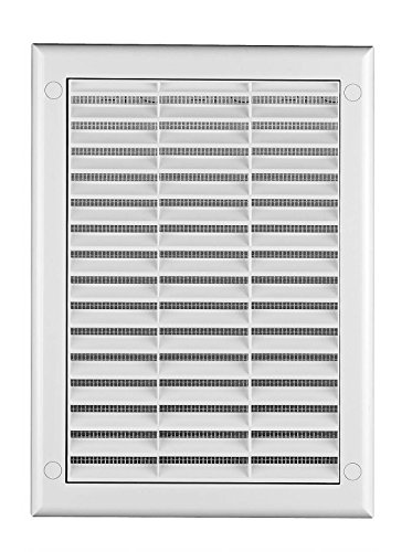 Air Vent Grille 190mm x 250mm with Adjustable Shutter and Fly Screen / Net / Mesh 7.5"" x 10" Hit & Miss Ventilation Cover Grid TK4