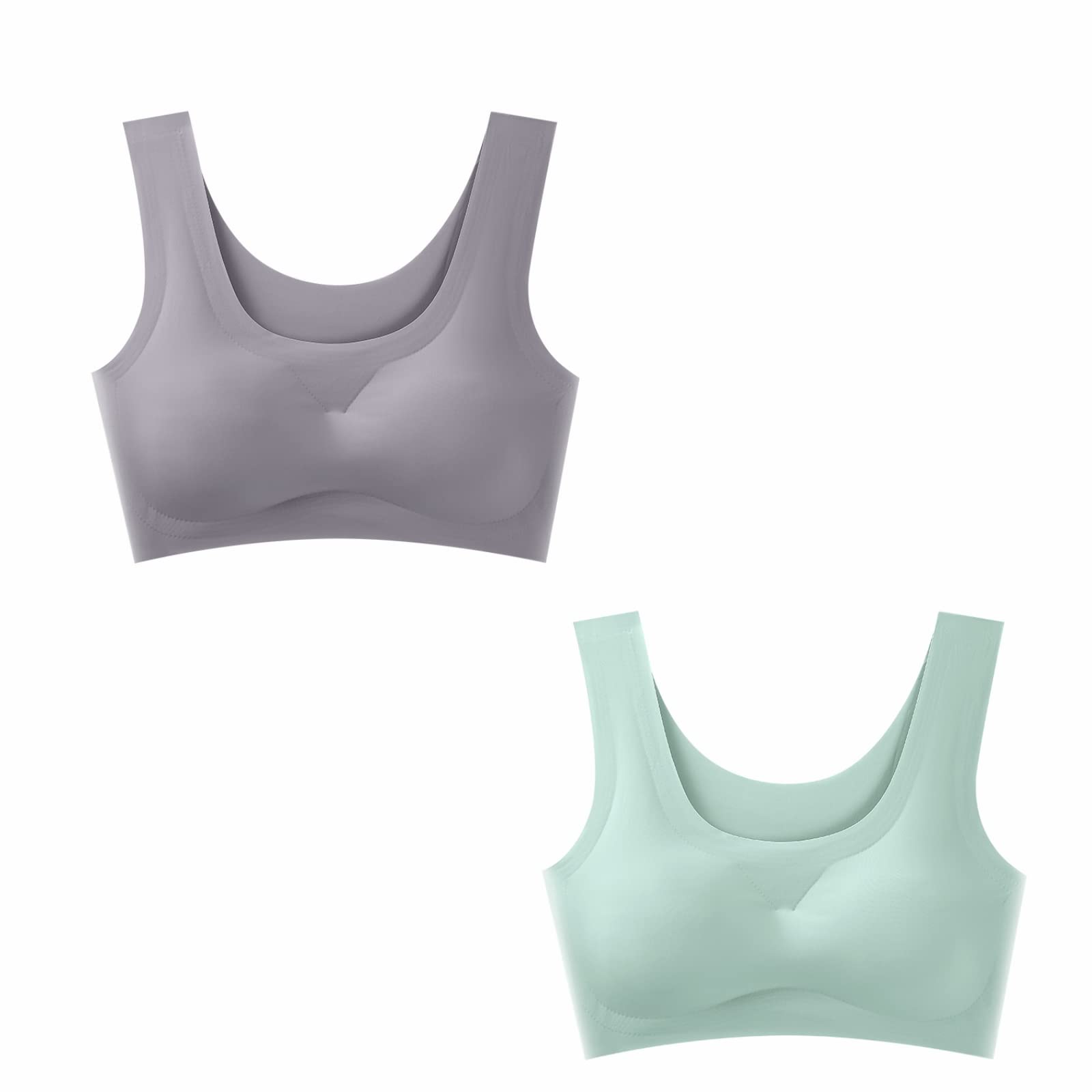 2PCS Women's Sports Bras Tank Top Seamless Push Up Underwear One Piece Women's Ice Silk Beautiful Back Sports Yoga Vest Bra Workout Fitness Yoga Gym Full Coverage Quick Dry 6 Colors