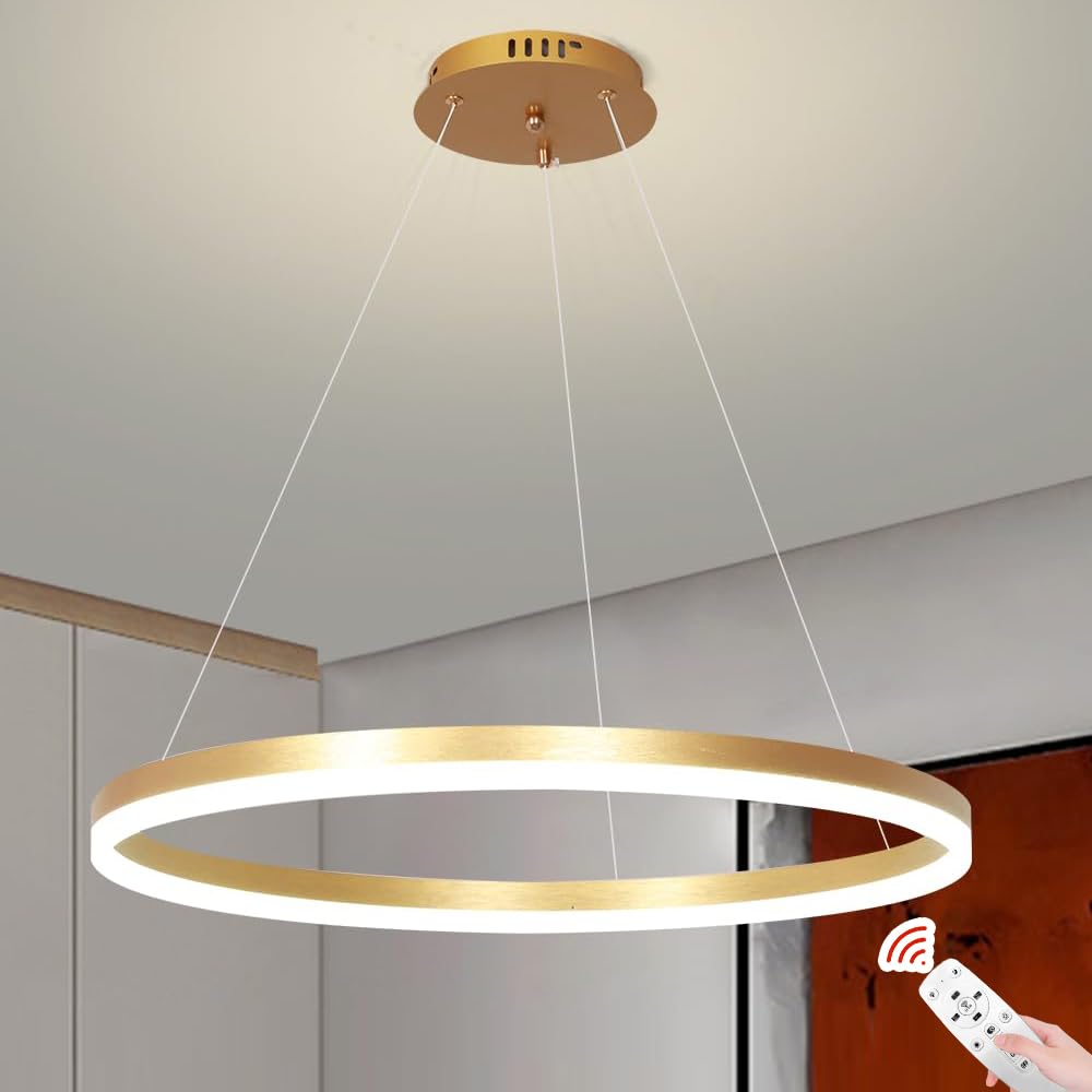 YT YATAI LIGHTING Modern LED Ring Chandeliers Lights for Living Room, Bedroom, and Dining Room, Round Chandelier with Remote Control, Dimmable Light, Adjustable Height and 3 Color Temperature