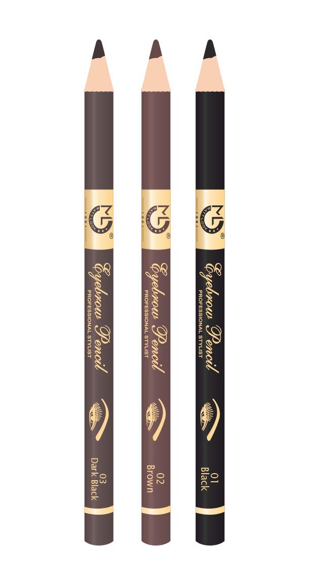 Mattlook Eyebrow Pencil | Eye Brow Definer Pencil |Super Quality |One Stroke Application| Create Perfect Arch |Available In 3 Shades | Apply In Ease With Eyebrow Brush On Tip - Multicolor Pack Of 3