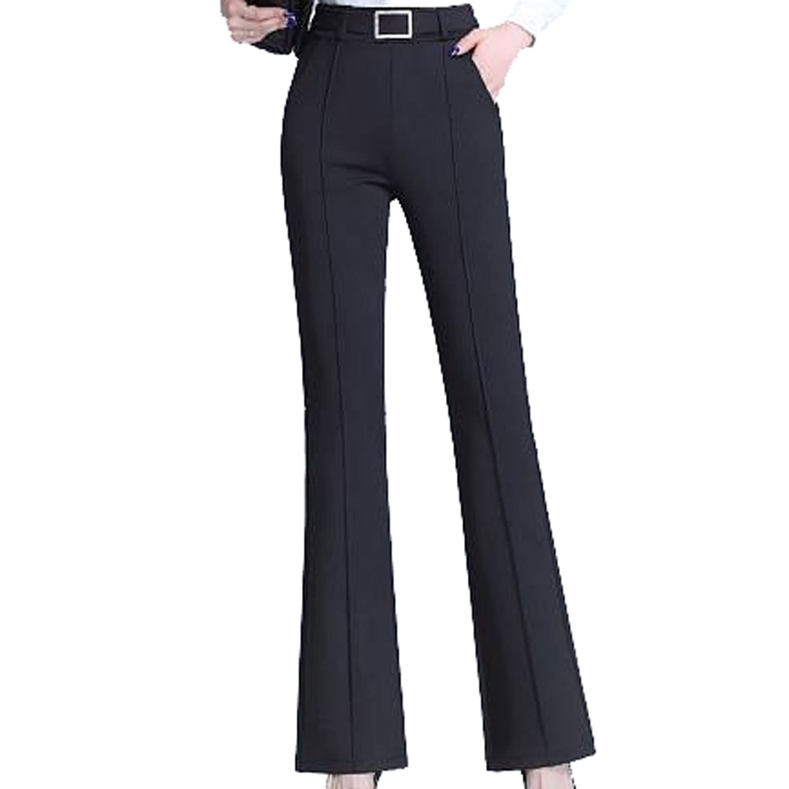 HRTLSSHRTLSS Women's Pants الأنيقة المرنة المرنة عالية الخصر بنطلون نساء مكتب سيدة تنقل جميع الجيوب الملونة الصلبة في المباراة (Size : XL)