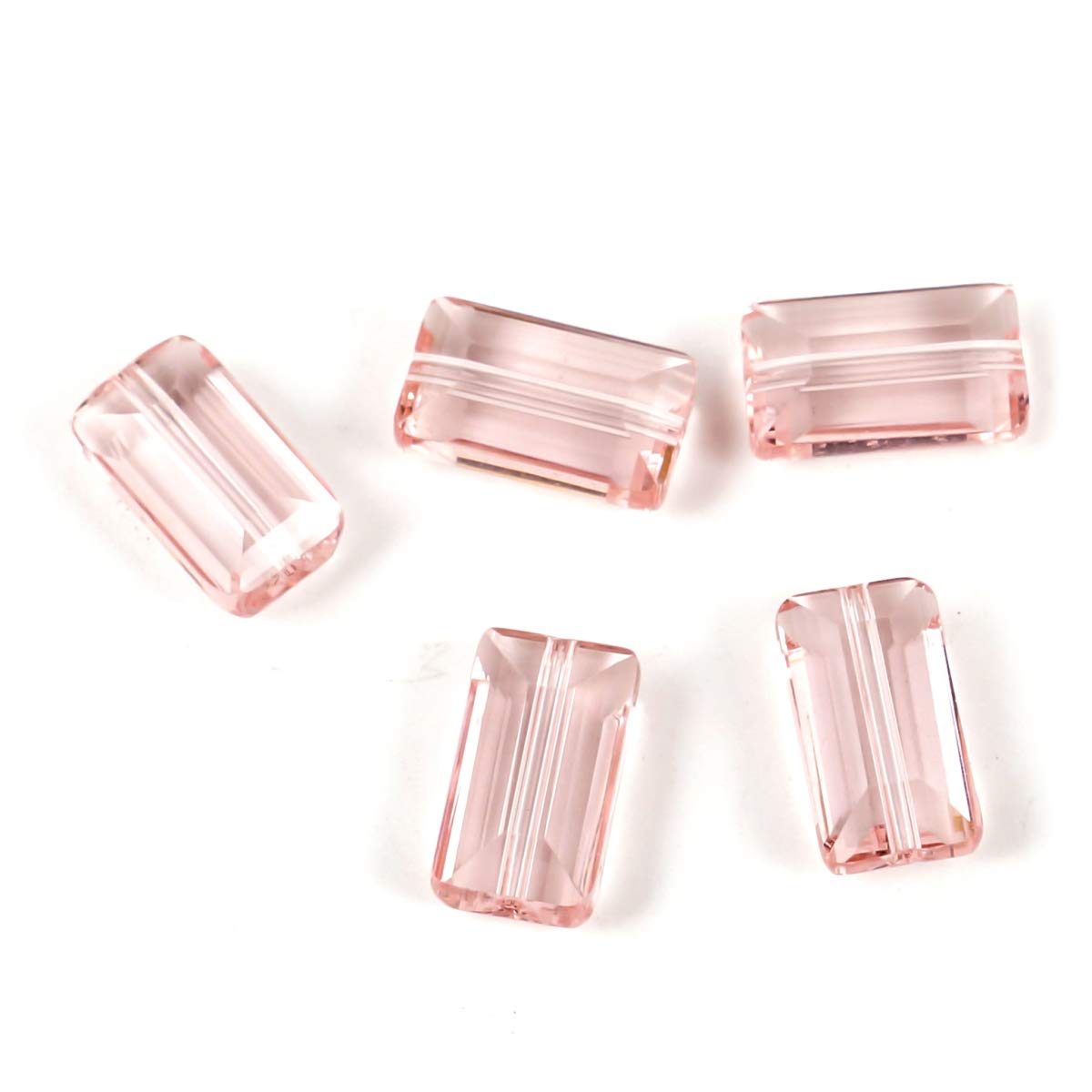 25pcs Adabele Austrian 14mm Faceted Loose Rectangle Crystal Beads Light Padparadscha Pink Compatible with Swarovski Crystals Preciosa 5055 SSRT1430