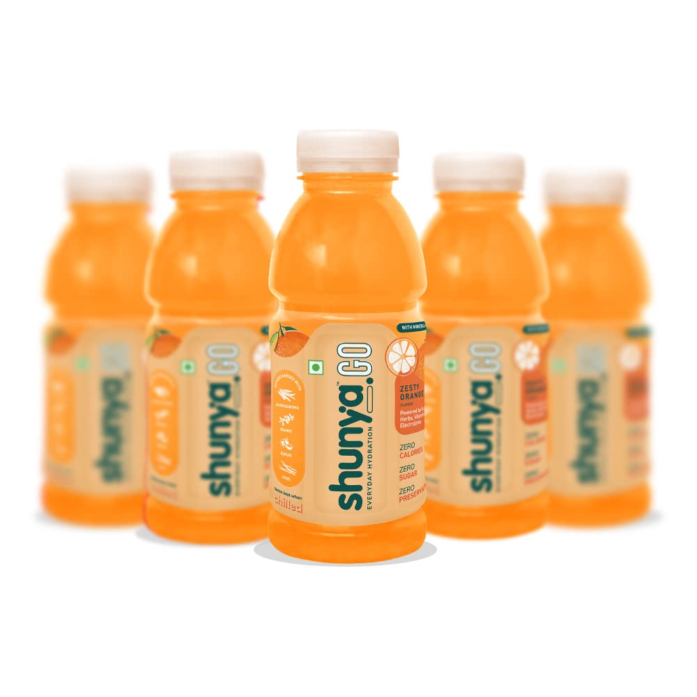 Shunya Go Zesty Orange | Sugar Free Drink | Immunity-Boosting | 0 Calories & 0 Preservatives | Everyday Hydration Â€“ Vitamins, Minerals & Electrolytes| Pack Of 9 (300Ml X 9).