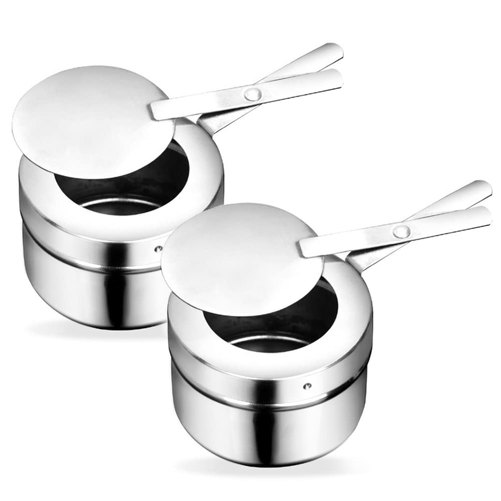 TELANKS Fuel Paste Container, Pack of 2, Stainless Steel Paste Burner, Portable Fondue Burner, Stainless Steel Burner Holder, Container for Fondue, Food Warmer or Chafing Dish