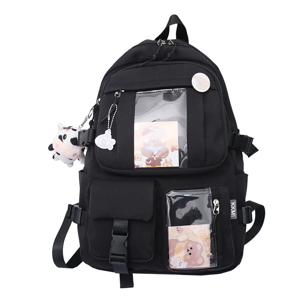 TOMVAESBackpack with Cute Pin Accessories Plush Pendant Kawaii School Backpack Cute Aesthetic Backpack large capacity high school backpack