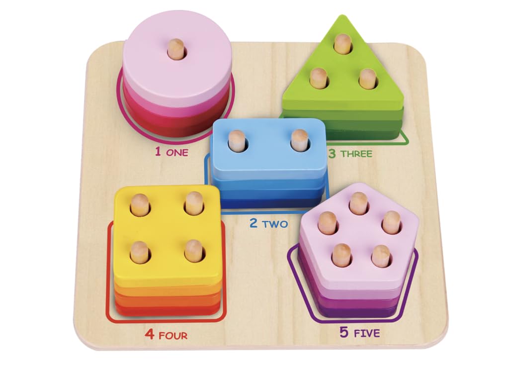 Tooky ToyWooden Geometric Block Sorter in Red for Kids