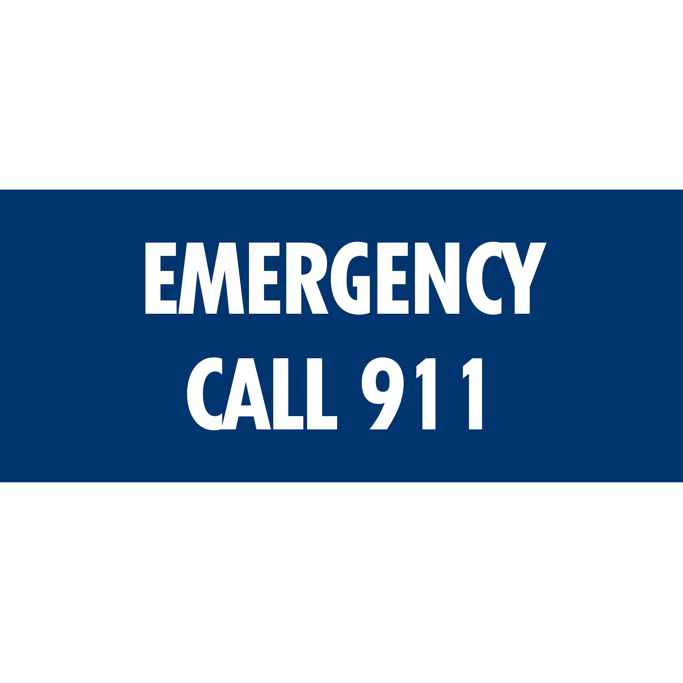 P-EMERG-911 1/8 CLEAR ACRYLIC REVERSE PRINTED 2 COLOR EMERGENCY CALL 911' SIGN 70MMX30MM (2.75'X1.2') 3M