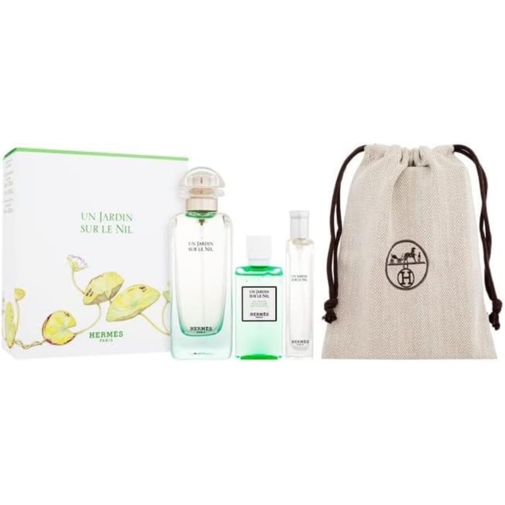 UN JARDIN SUR LE NIL by Hermes, EDT SPRAY 3.3 OZ & SHOWER GEL 1.3 OZ & EDT SPRAY 0.5 OZ