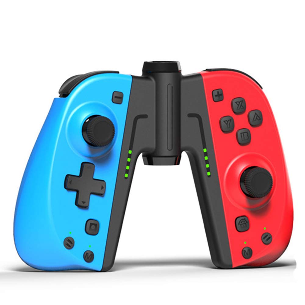 KINVOCA C25 Joy Pad Controller for Nintendo Switch, Replacement for Switch Joycon, Wired/Wireless Switch Controller, Programmable Macros, Turbo, Motion Control & Dual Vibration, Red and Blue with Grip