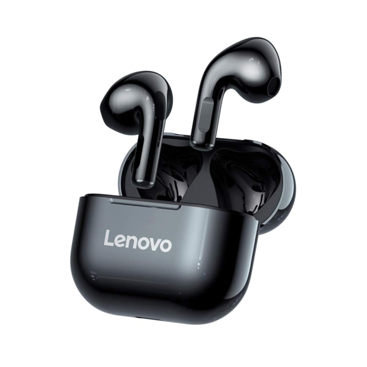 Lenovo LivePods LP40 TWS Semi-In-Ear Earbuds BT 5.0 True Wireless Earbuds with Touch Control Handsfree Call Stereo Sound Noise Cancelling Headphones with Two-Ear Design, Black