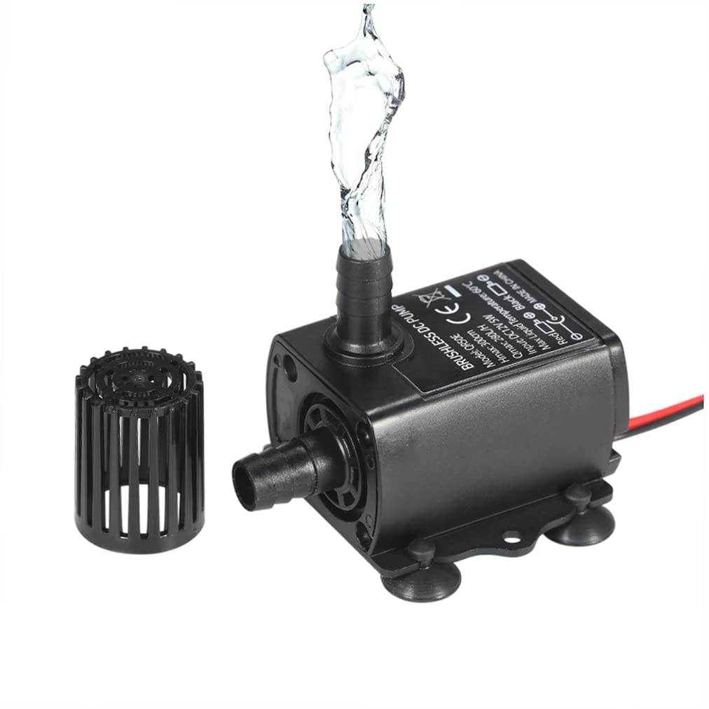 Decdeal Water Pump Aquarium, Submersible Water Pump, DC 12V 5W, Mini quiet Pump for Pond Aquarium Fish Tank, 280L/H, Lift 300cm