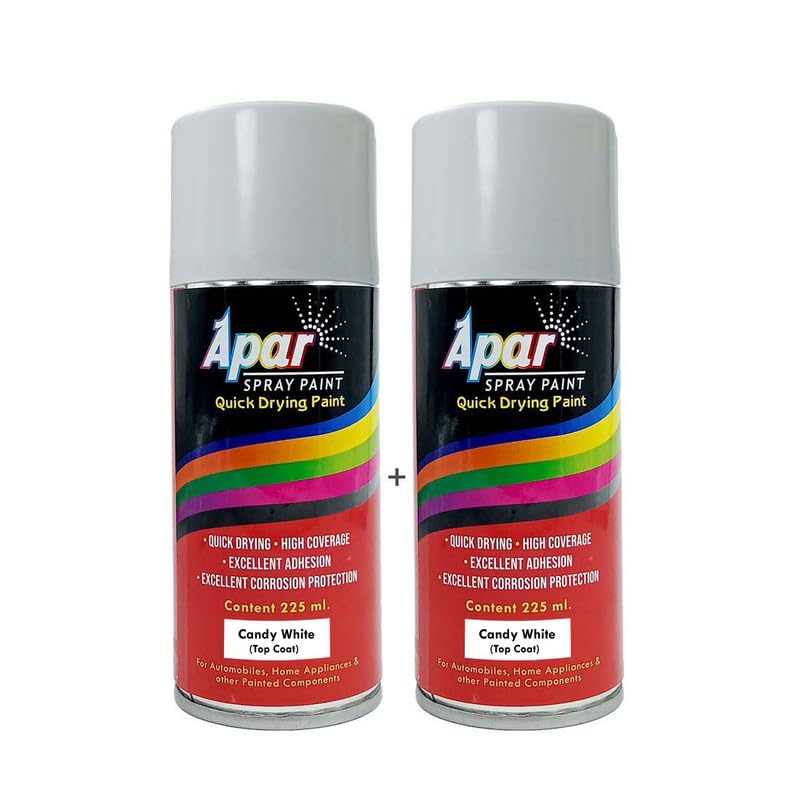 APAR Automotive Spray Paint Candy White (RC Colour Name) Compatible for Volkswagen Polo, Virtus, Vento and Taigun Cars-225 ml (Pack of 2-Pcs)