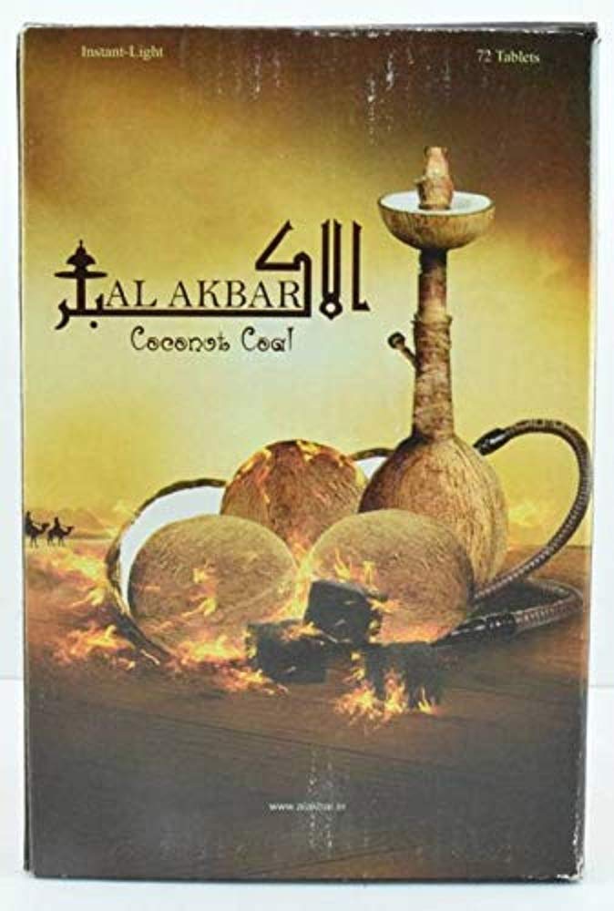 AQ TRADING AL Akbar Jumbo Size Coconut Coal for Hookah (Black, 1kg) - 72 Pieces