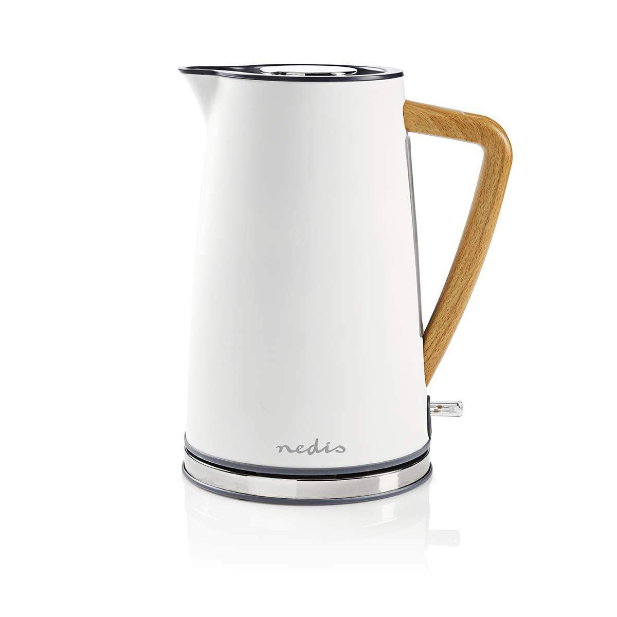 NEDIS - Electric Kettle - 1.7 l - Soft-Touch - Colour: Gray - Material: Stainless Steel - Minimizes limescale deposits - Cordless 360° rotating base 0.80 m White