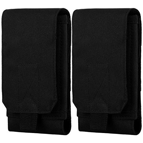 2 Pieces Tactical Molle Smartphone Holsters, Universal Army Mobile Phone Belt Pouch Holster Cover (Black)