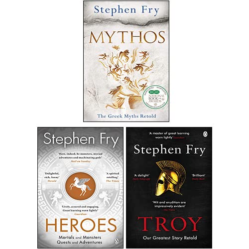 Stephen Fry Greek Myths Series 3 Books Collection Set (Troy, Heroes, Mythos)