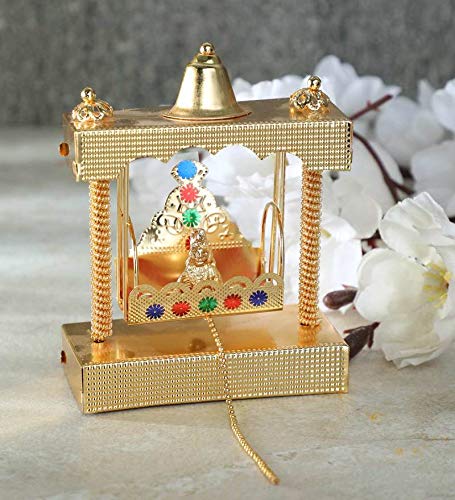 Itiha Mandir balgopal or Laddu Gopal jhula Swing for Home Temple mandir or car Dashboard showpiece