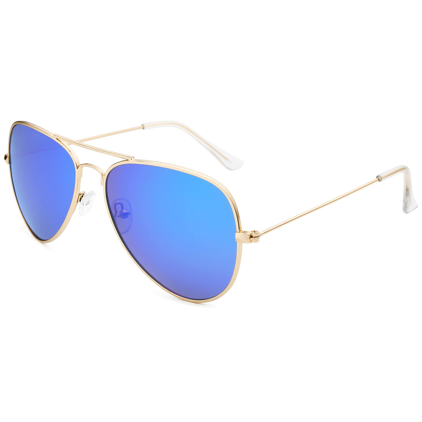 livho Sunglasses for Men Women Aviator Polarized Metal Mirror UV 400 Lens Protection (Gold Purple/Blue)