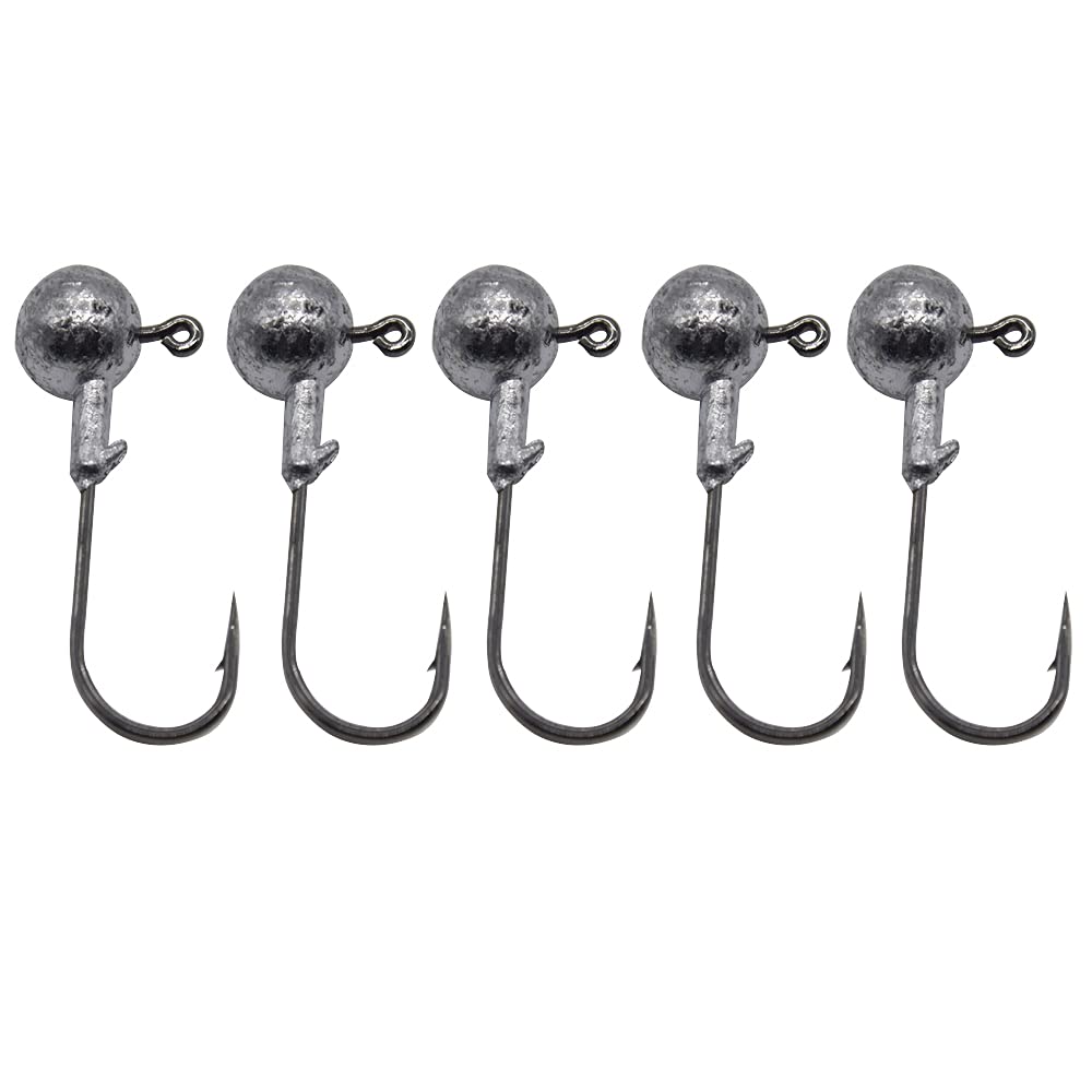 20pcs Fishing Jig Head Hooks 4X Sharp Fishing Jig Hooks Lead Round Ball Head Jigs Fishing Barb Hooks for Bass Trout Freshwater Saltwater Size: 3.5g-2#, 5g-1#, 7g-1/0#, 10g-2/0#, 14g-3/0#