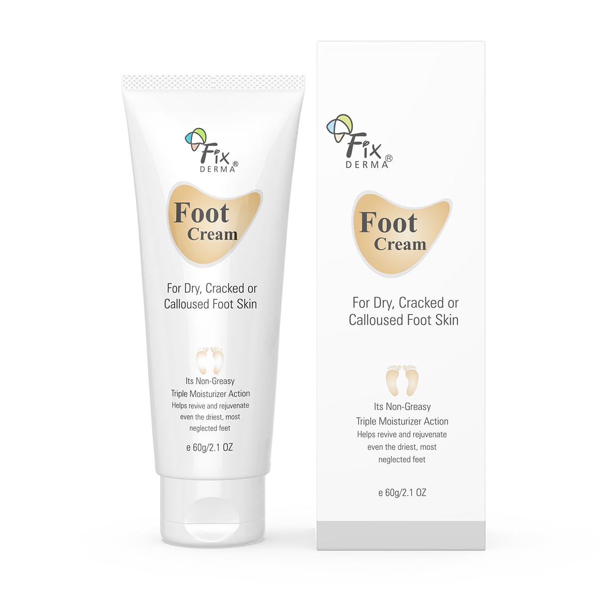 Fixderma 5% Lactic Acid, 15% Urea, 3% Glycerine, Foot Cream For Dry & Cracked Feet, Moisturizes and Soothes Feet, Heel Repair Paraben & Sulphate Free, All Skin Types 60 ML