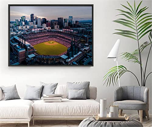 VERRE ART Black Floater Framed Canvas - Wall Decor for Living Room, Bedroom, Office, Hotels, Drawing Room (34in x 22in) - Aerial Of Coors Field