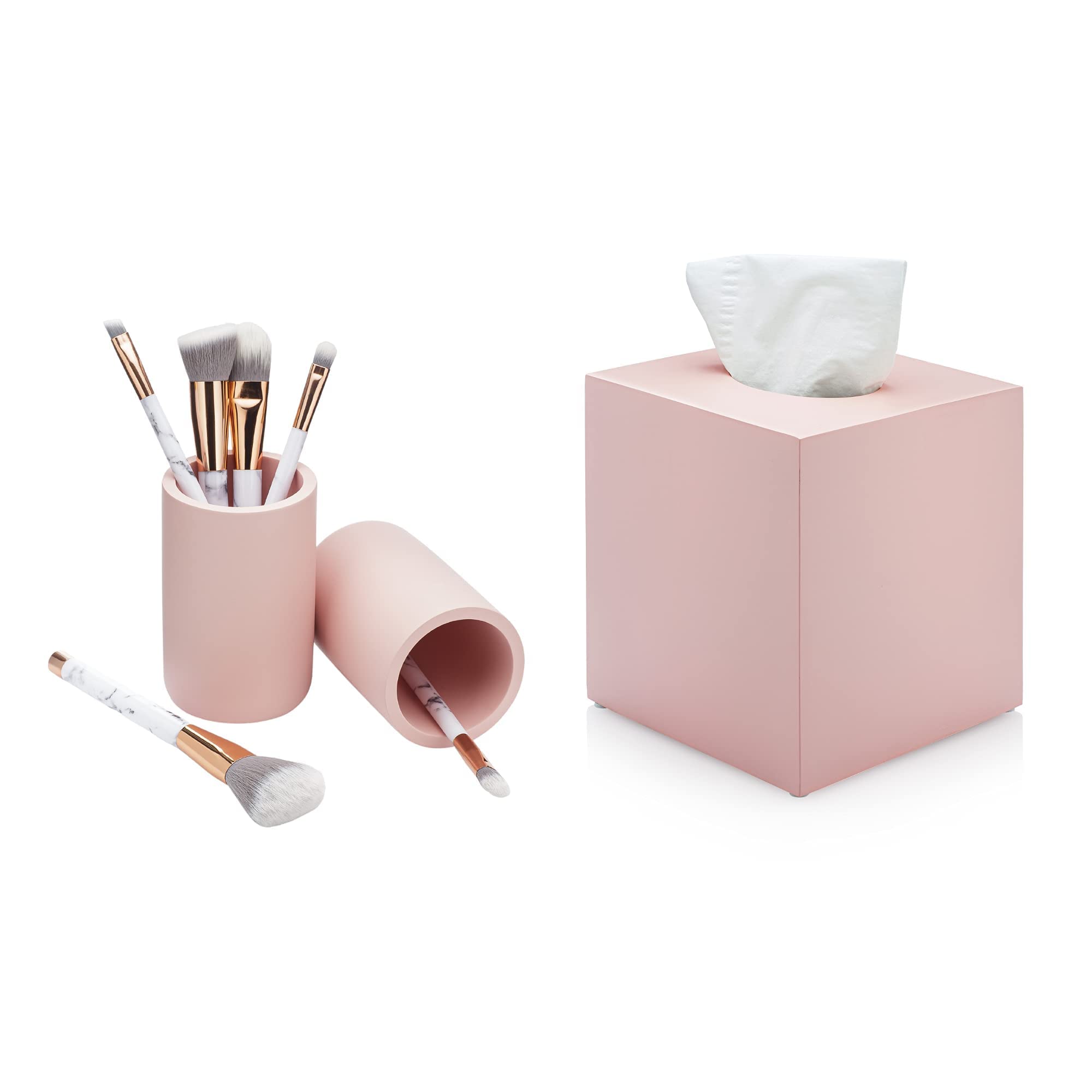 Blush Pink Tumbler and Blush Pink Square Tissue Box Cover Bundle