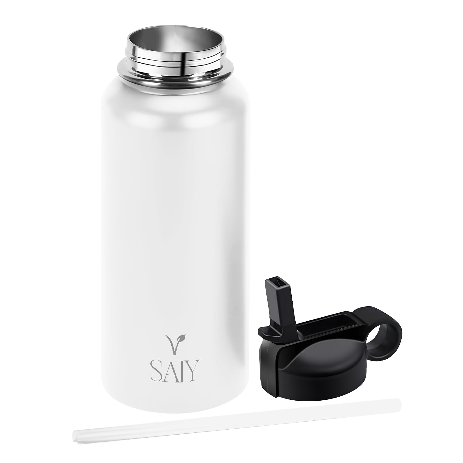 SAIY 32 oz Insulated Stainless Steel Water Bottle | 24H Cold, 12H Hot | Leakproof, Eco-Friendly | Perfect for Fitness, Outdoor Activities | BPA-Free Vacuum Water Bottle For Hot & Cold Drinks (White)