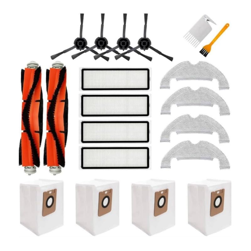 Replacement Accessory Set for Dreame Bot D10 Plus RLS3D Robot Vacuum Cleaner, 20 Packs, 2 Main Brushes, 4 Filters, 4 Side Brushes, 4 Wipes, 4 Dust Bags, 2 Cleaning Tool