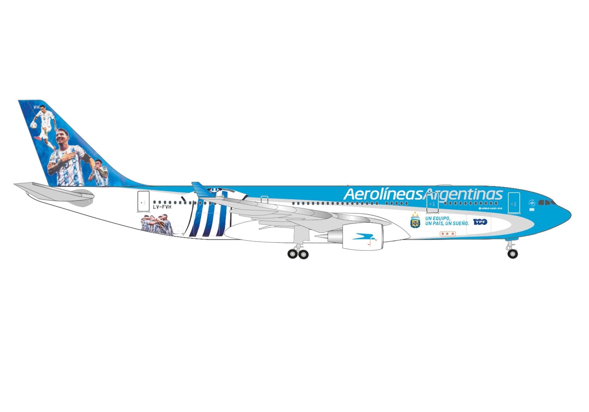 Herpa Aerolíneas Argentinas Airbus A330-200 - LV-FVH 1:500 Scale Airplane Model - Collector's Piece, Miniature Deco, Figurine Without Metal Stand