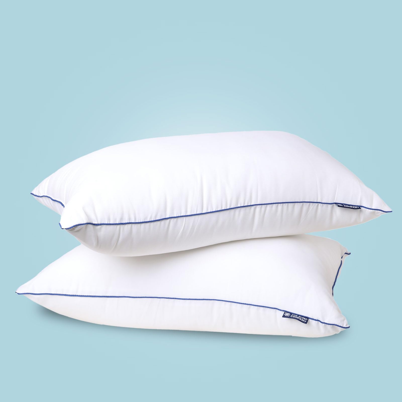 The Sleep Company Plush Pillow | Super Soft | 100% Virgin Microfiber Filling | Hypoallergenic | White | Pack of 2