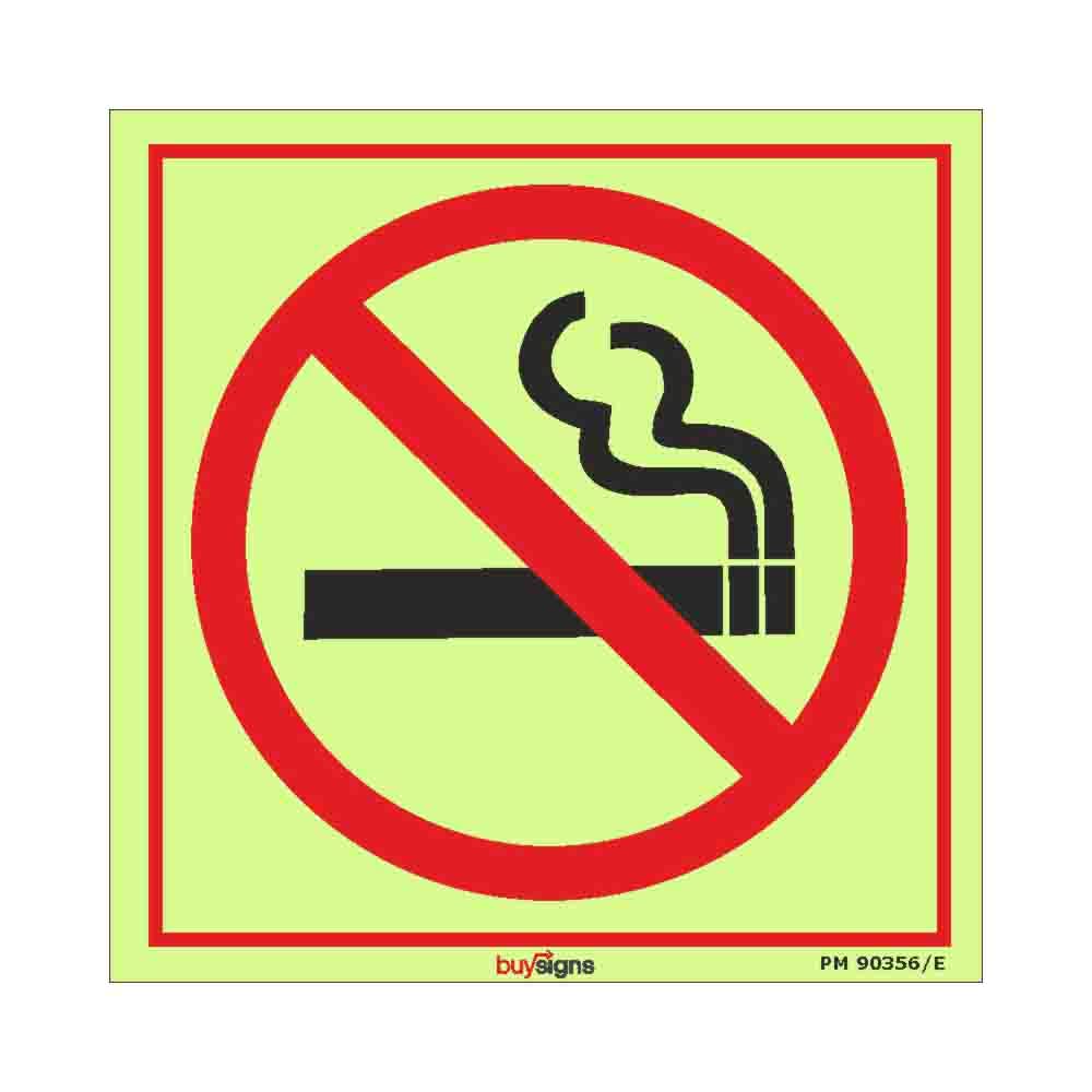 Buysigns.in - No Smoking Autoglow Sign in English - Glow in Dark Micro Laminated Autoglow Vinyl Sticker - (Square, 12 Inch X 12 Inch, Multicolor)