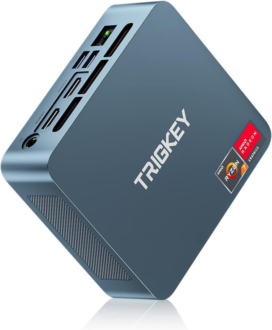 TRIGKEY Mini PC Ryzen 7 8 Core 16 Thread Desktop Computer 5800H（Up to 4.4GHz） 16G DDR4+500G NVME SSD Mini Desktop | 8Core 2000MHz HD graphics | WIFI-6 | BT 5.2 | HDMI | DP | Type-C | USB 3.2