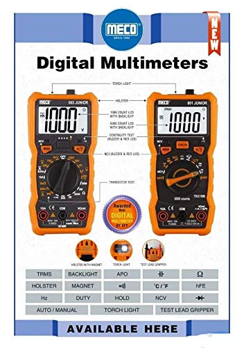 MECO Digital Hand Held Multimeter For Measuring Resistance/Ac/dc Voltage and Current - (801 Junior)