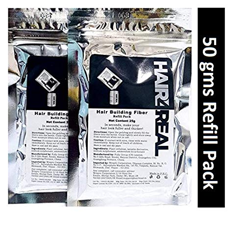 Hair4Real Hair Building Fiber Refill Pack Suitable for Looks21, Caboki,toppik (25g Each, Black) - Set of 2