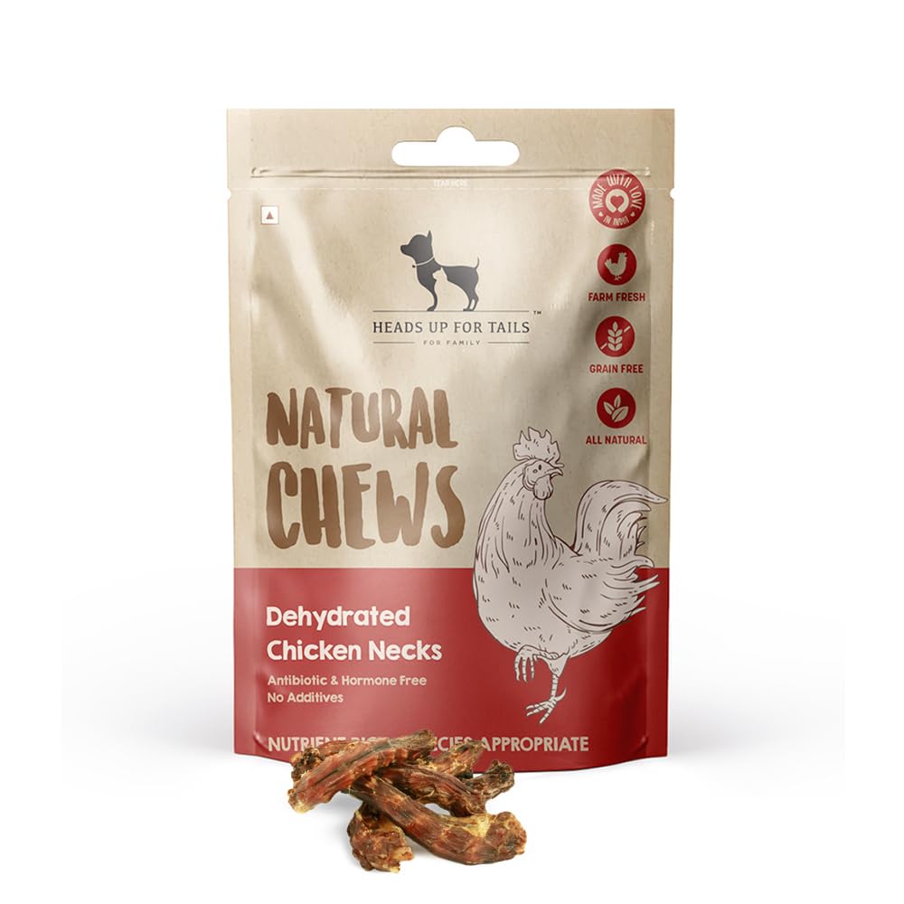 Heads Up For Tails HUFT Sara's Doggie Dehydrated Chicken Neck - 70 g |No Additives, Antibiotics Or Hormones|No Preservatives | Dog Treats for Adult, Puppy| Wafer