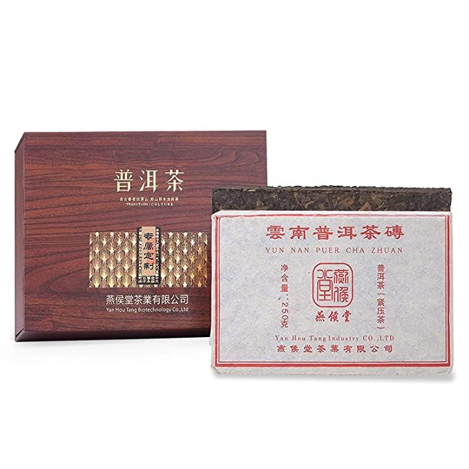 Yan Hou Tang Chinese Puerh Brick Tea Pu-erh Black Tea 250g 10 Years Aged - Ripe Fermented Pu'er Yunnan Puer Tea Compressed