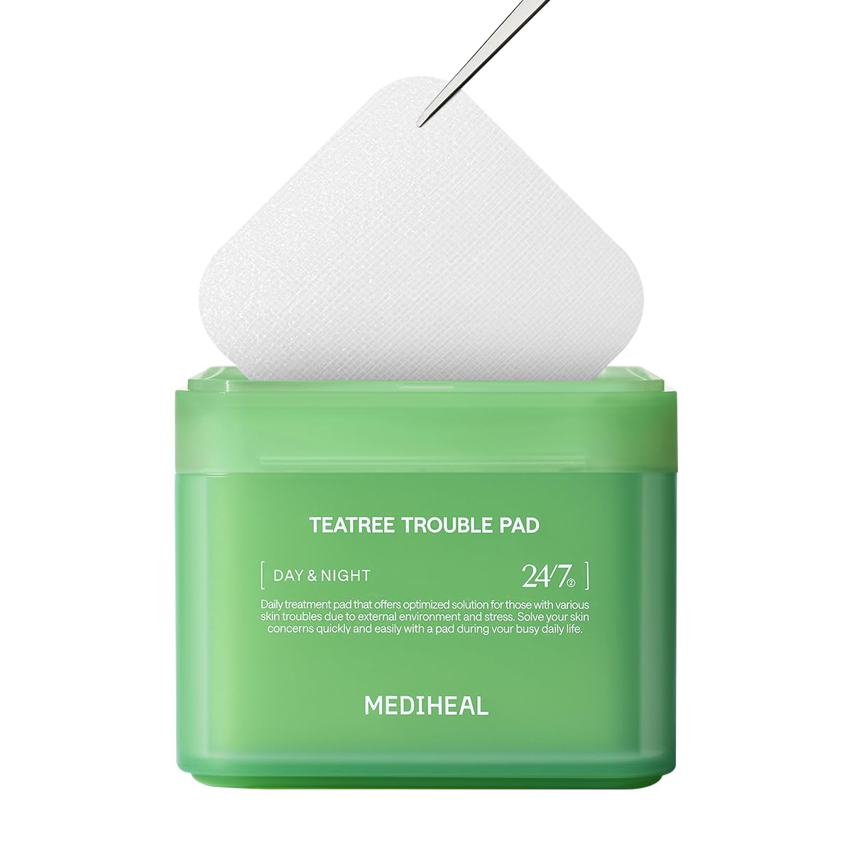 MedihealTeatree Trouble Pad | Square Cotton Facial Toner Pads With Tea Tree & Lactobacillus | Soothing Pads To Calm Sensitive & Acne Prone Skin-| Vegan Face Gauze Pads | 100 Pads