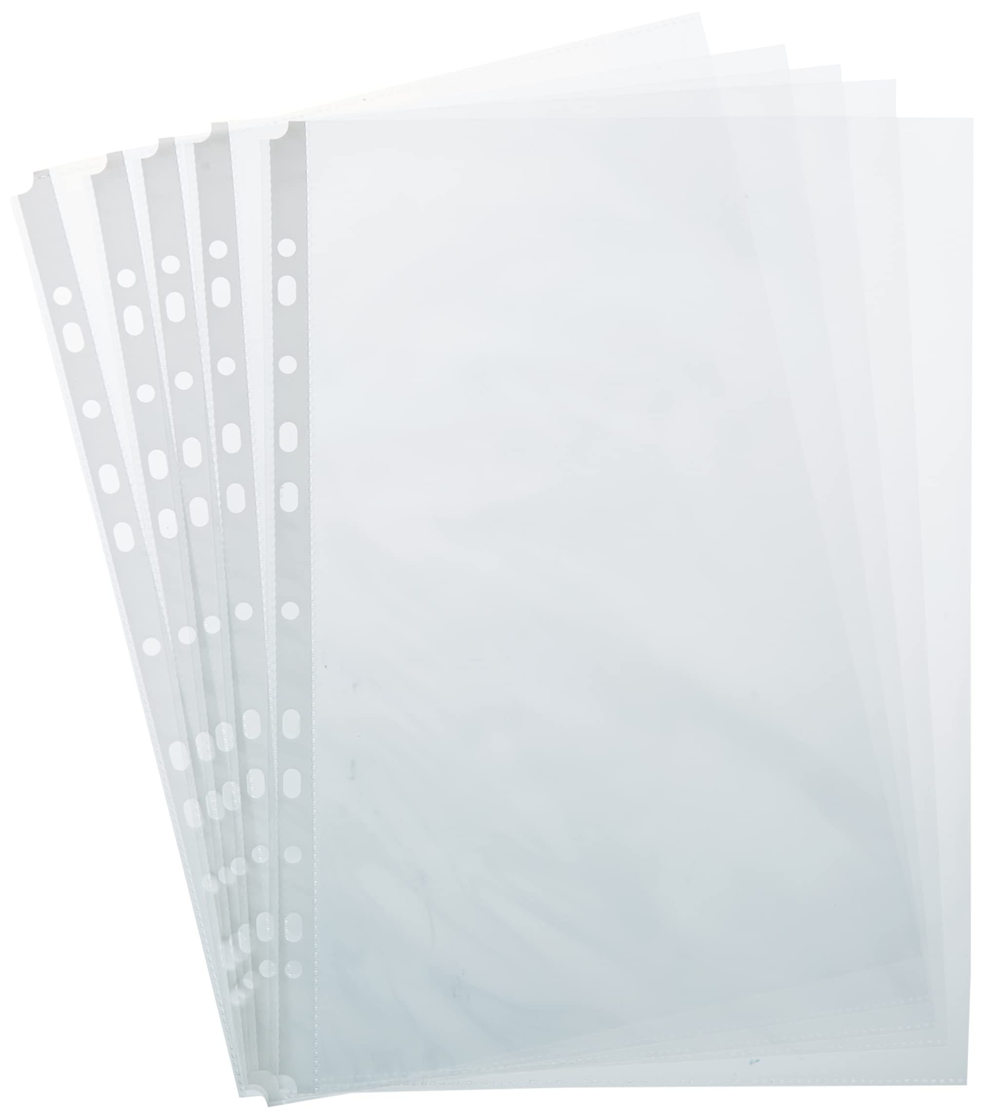 Plus Office EH303A-8/FC Pack of 100 90-Micron Polypropylene Transparent Sleeves with Multiple Punched Holes