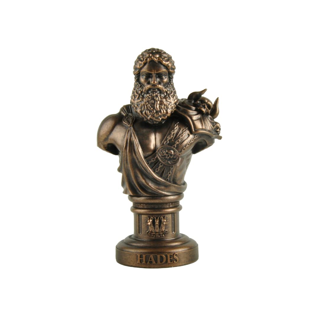 Hades Greek God of The Underworld Bust Statue Figurine Mythology Decor Gifts (Bronze)