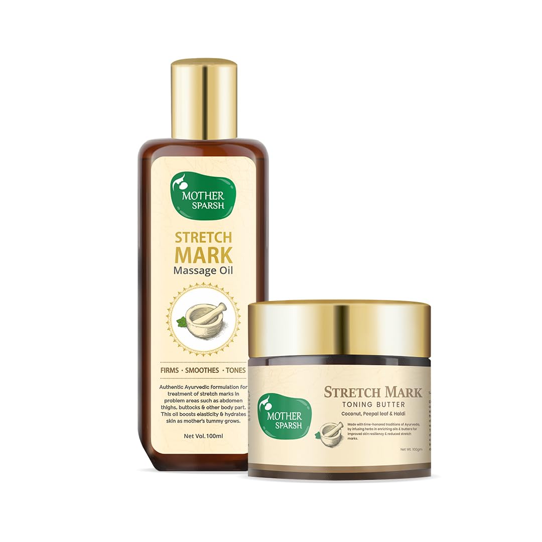 Mother SparshStretch Mark Repair & Body Toning Kit with Stretch Mark Oil & Stretch Mark Toning Butter with Kachur, Peepal and Ayurvedic Formulation