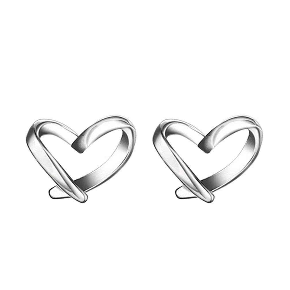 YAXUN925 Sterling Silver Heart Stud Earrings Fashion Jewellery For Women and Girls