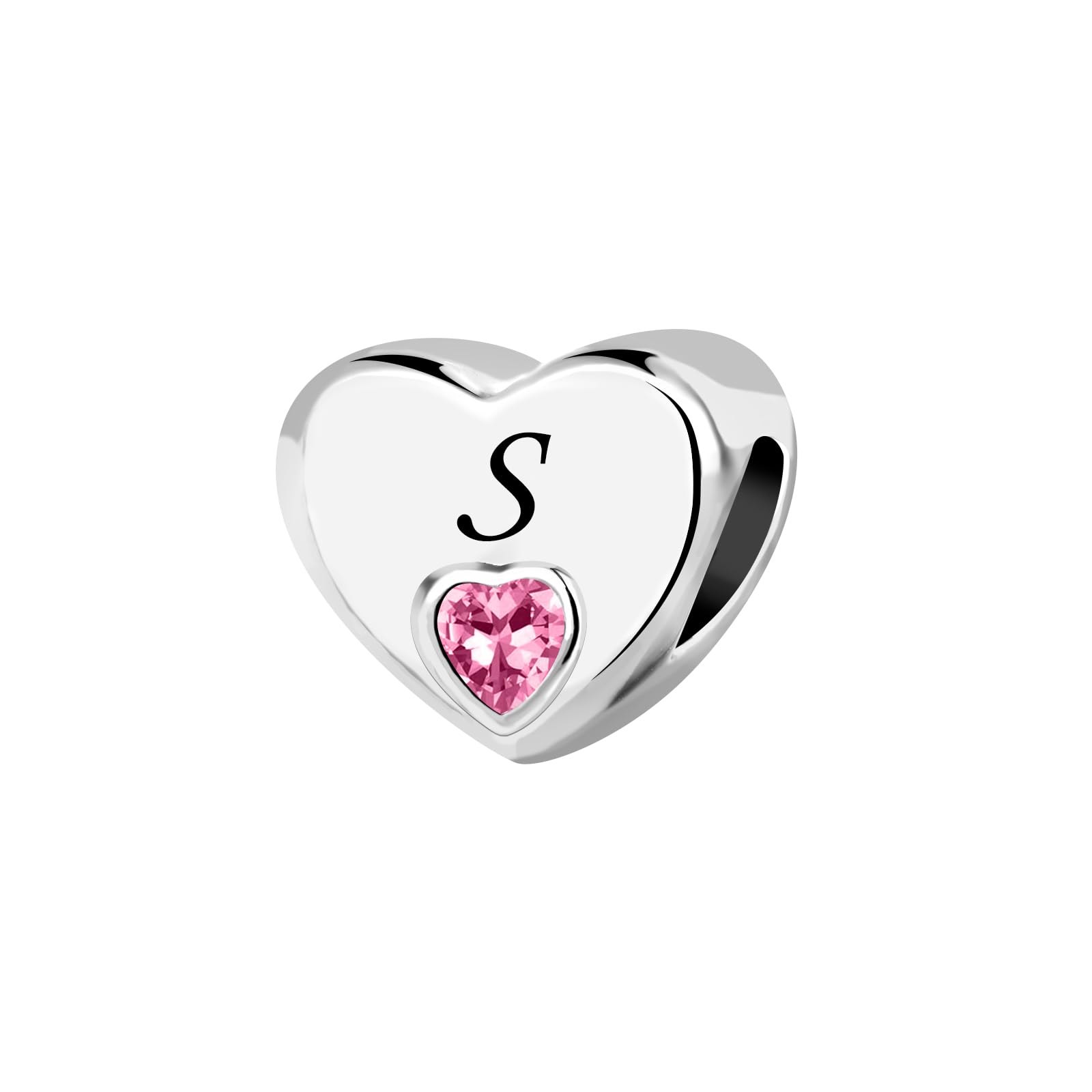 KunBeadInitial A-Z Letter Love Pink Heart Alphabet Bead Charms Compatible with Pandora Charm Bracelets for Women