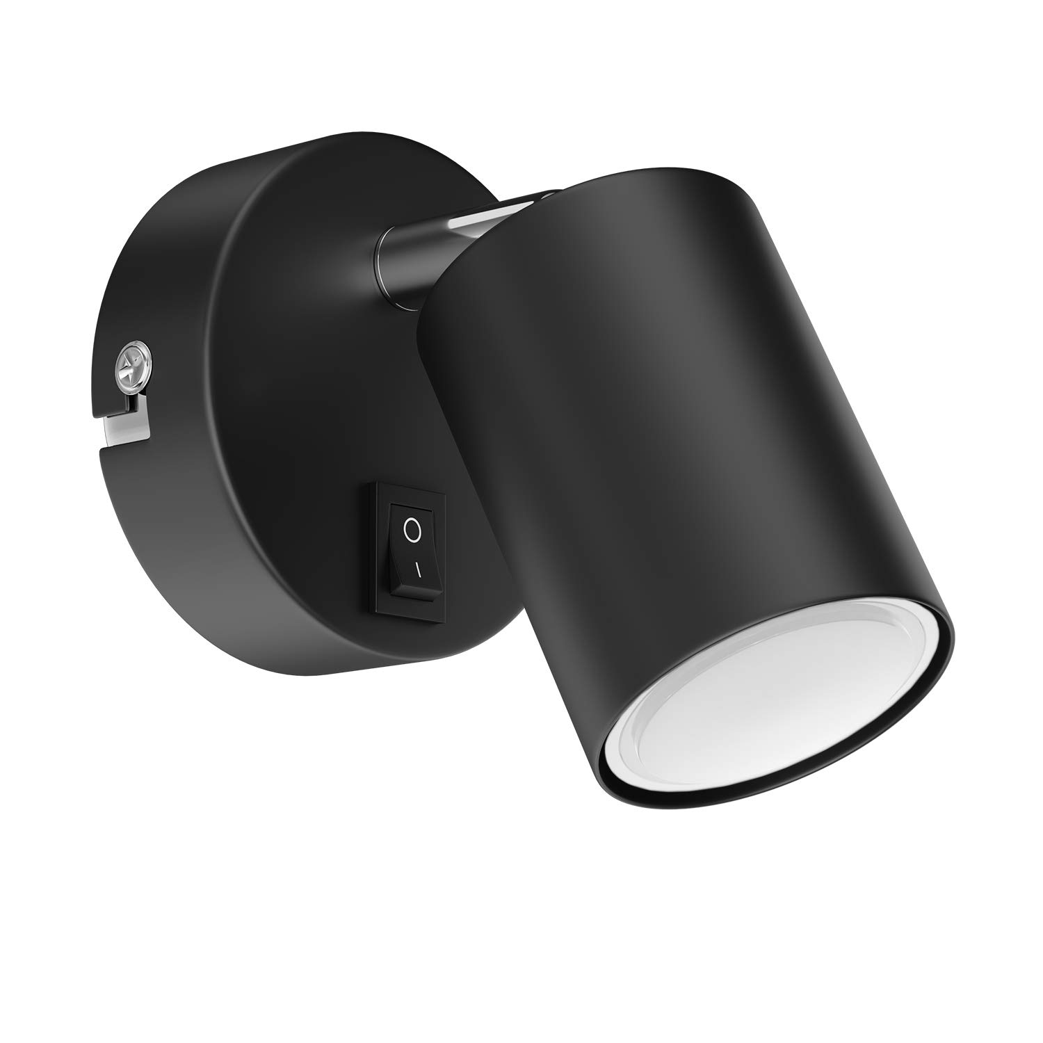 ledscom.deWAIKA wall spot, single lamp, with switch, GU10, matt black, incl. 450lm LED GU10 lamp, warm-white