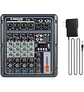 Phenyx Pro PRX-100 Audio Mixer, Compact 4+2 Channels Mixing Console with 3-Band EQ, USB Recording...