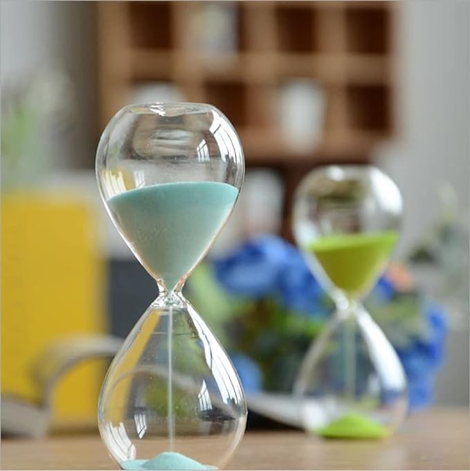 Generic FAB D'COR Sand Glass Large Fashion Colorful Sandglass Hourglass Timer Clear Smooth Glass Measures Home Desk Decoration,Durable Glass Frame (Blue, Small), HS-11