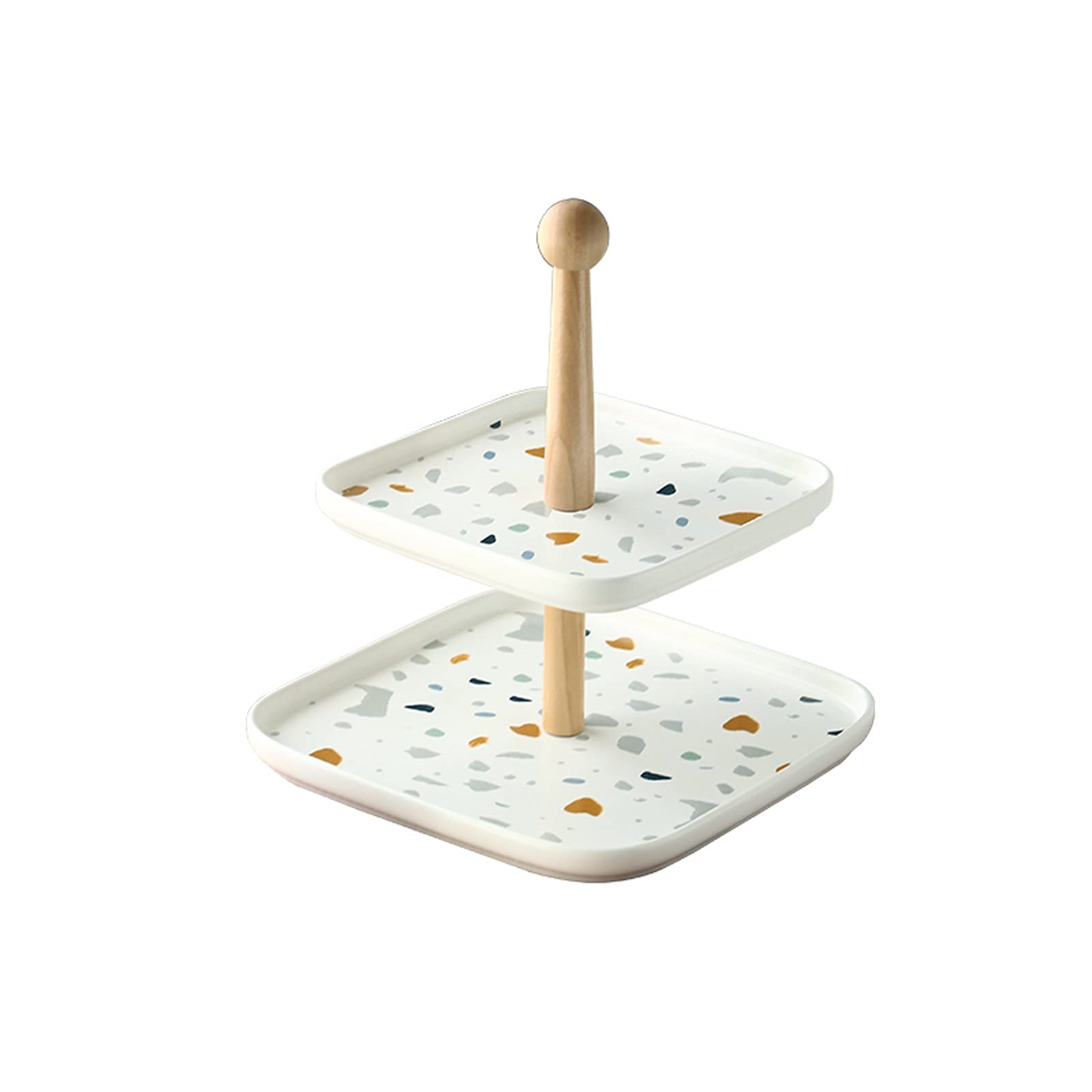 Cake Stand 2-layer Ceramic Cake Stand Square Dessert Table Detachable Cupcake Display Stand Creative Wedding Party Pastry Serving Tray Cake Plate (Color : A)