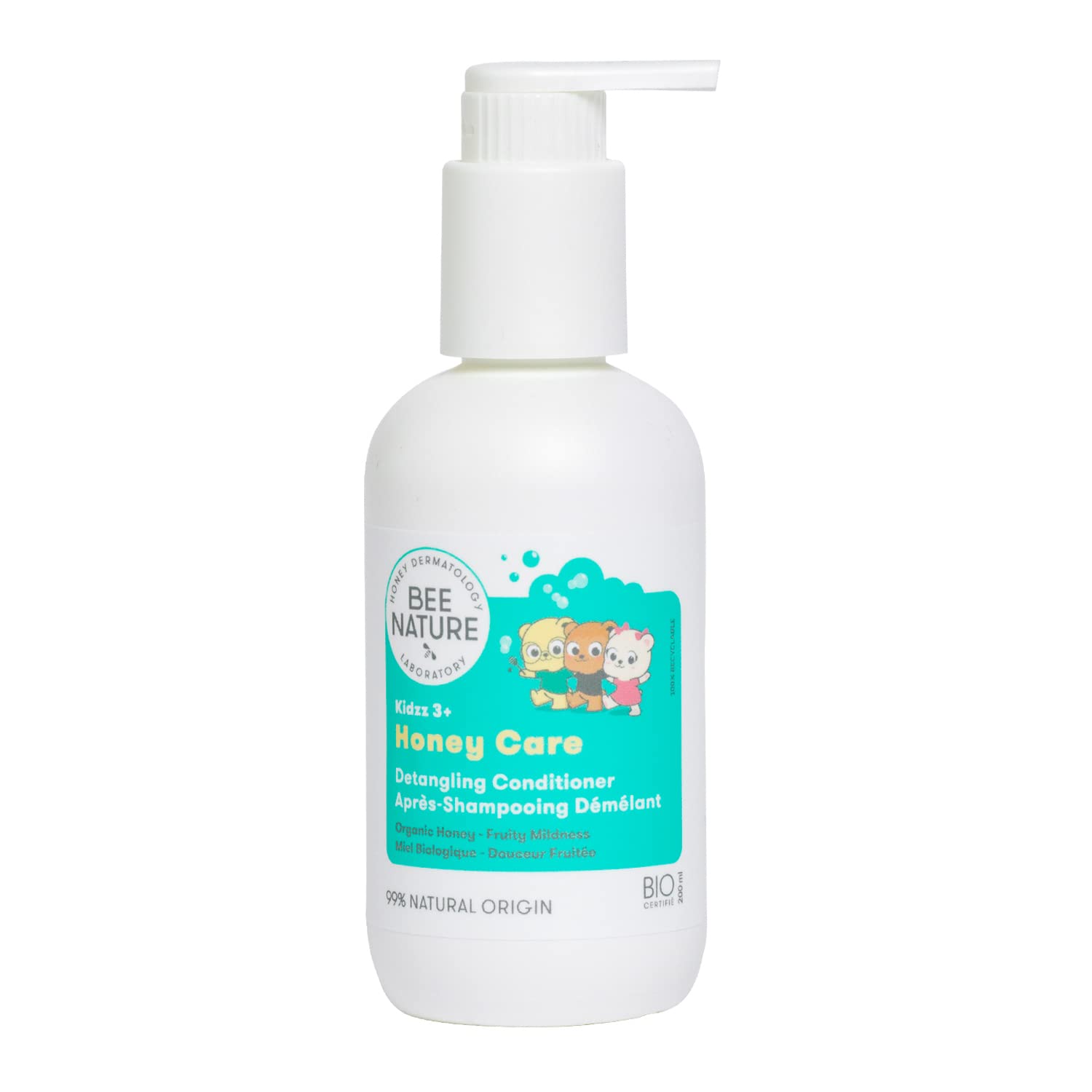 bee natureChildren's Conditioner - Organic Honey Care - Detangling Care - 99% Natural - Moisture Repair - Fruity Sweet Fragrance - 200 ml