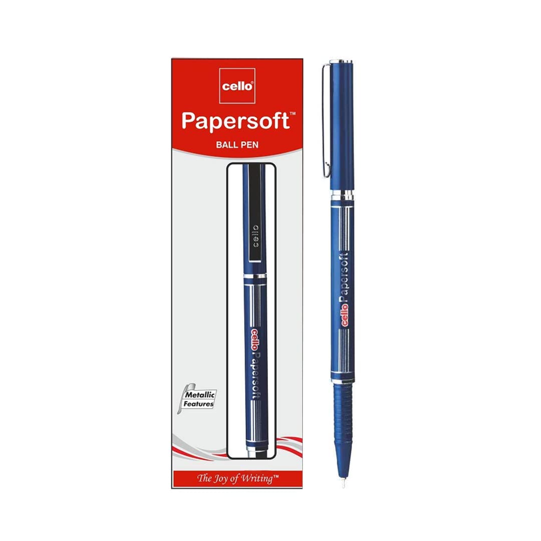 Cello Papersoft Ball Pen (Pack of 10 pens - Blue)| Premium ball pens | Professional pens with superior writing experience