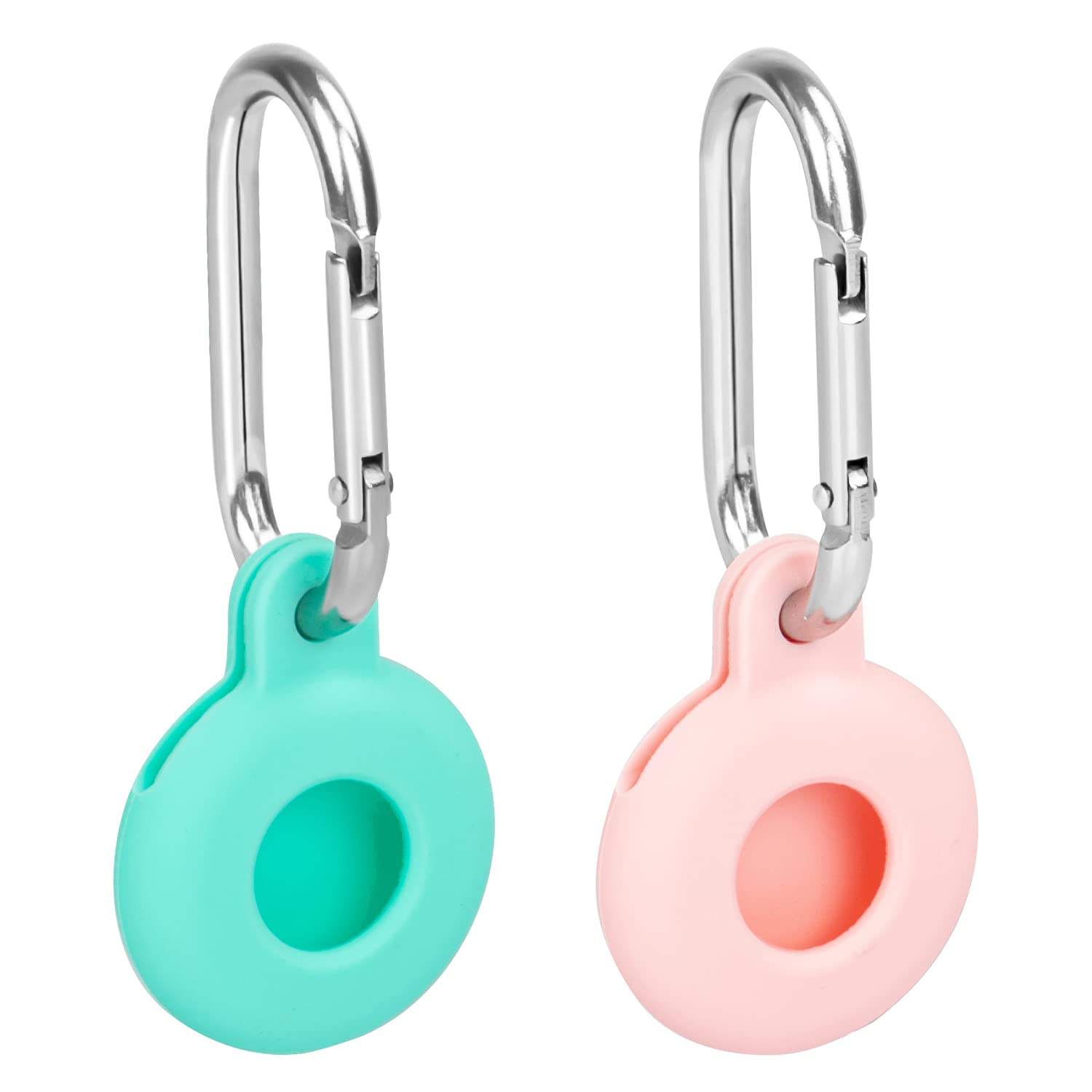 [2 Pack] for AirTags Soft Silicone Case,Safety and Anti-Lost,Anti-Scratch Bumper Protective for AirTages Finder Keychain Accessory,Easy to Carry,Green+Pink