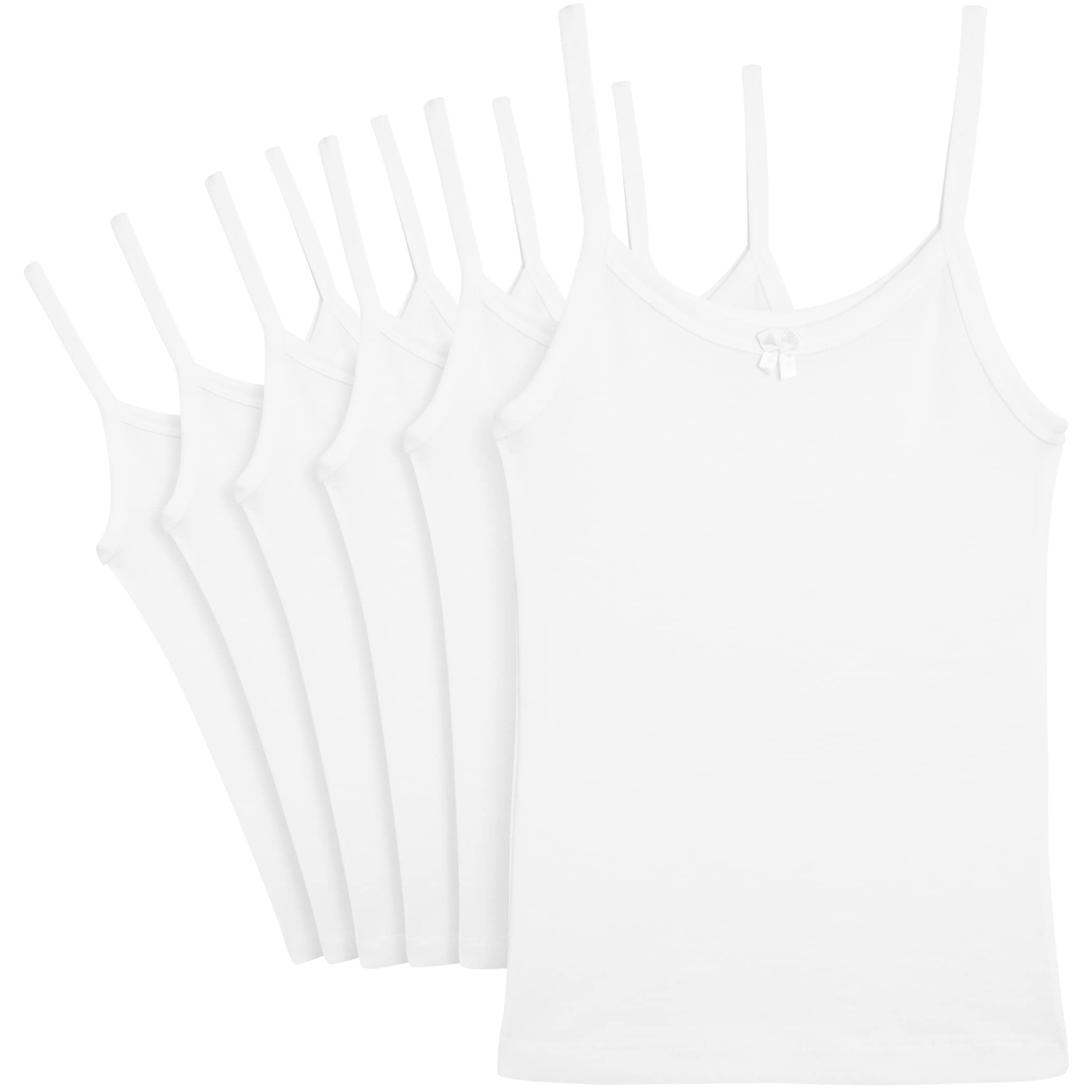 Rene Rofe Girls' Undershirt - 6 Pack 100% Cotton Spaghetti Strap Tank Tops for Girls - Classic Girls Camisole (2T-14)